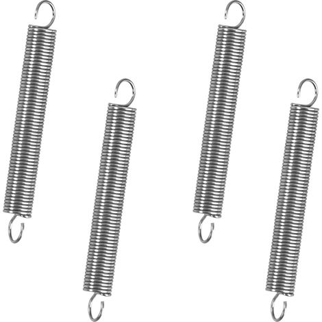 20 Pièces - Ressort de Traction - Acier Inoxydable - Double Crochet 90 Degrés - Pour Fixation Sangles et Cordons - Usage Industriel et Loisirs - Argent - 0,55x5x40 cm (1/5)