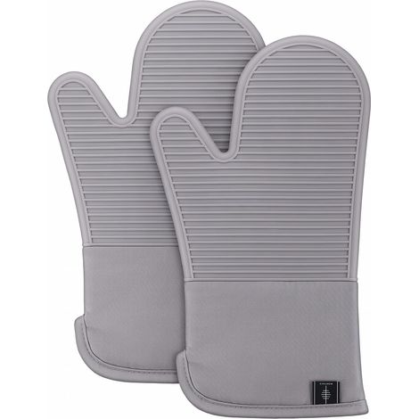 Gant de Four Anti Chaleur Gants de Cuisine Silicone, Gris (1/5)