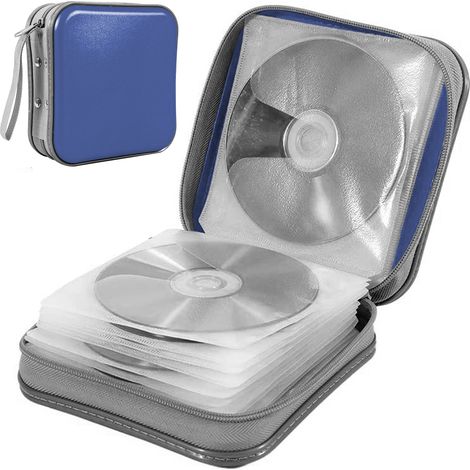 Étui CD 40 disques, étui DVD rigide en plastique, portable, avec fermeture éclair, grand format, idéal pour la voiture, la maison ou les voyages. (1/5)