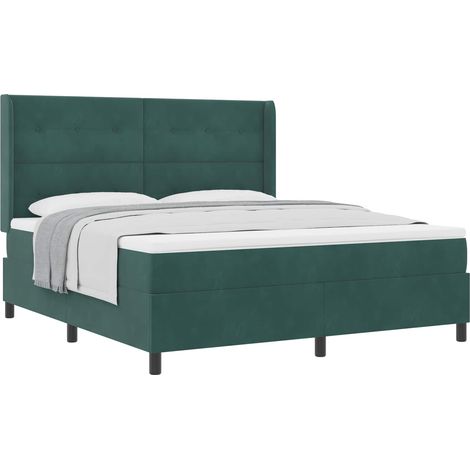 Maison Exclusive - Letto a molle con testiera Verde Scuro 180 x 200 cm Velluto (1/5)