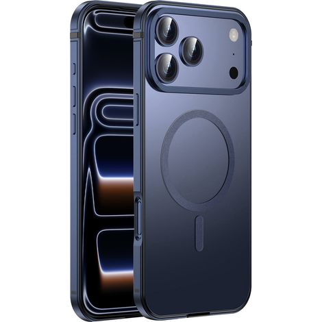 Custodia per iPhone 17 Pro, con cornice in metallo, compatibile con MagSafe - Blu navy (1/5)