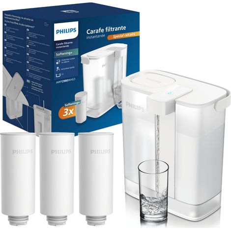 Filtre adoucisseur d'eau automatique Philips AWP2980WHS3. 3 cartouches incluses.