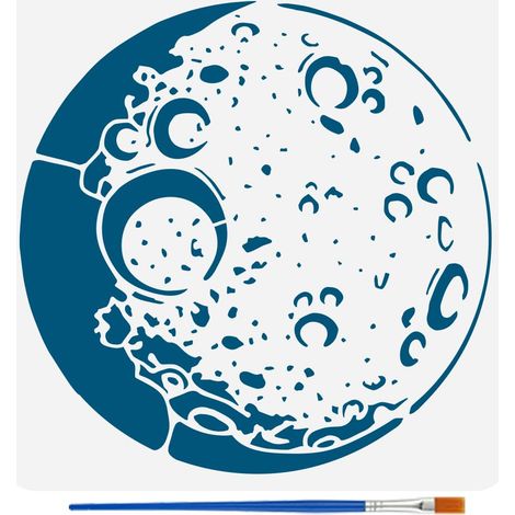 Pochoir de Lune Avec 1 Pinceau en Plastique 30X30cm Pochoir de Peinture de Surface Lunaire Réutilisable Pochoir à Motif de Lune pour Peinture sur Mur Bois Toile Meubles Maison DIY (1/5)