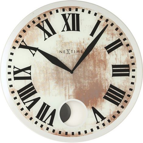NeXtime NE-8162 Horloge murale Dia. 43 X 4,2 cm, verre, blanc, 'Romana' (1/5)