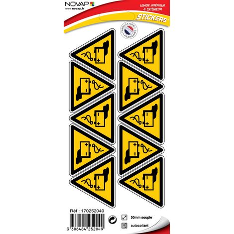 Planche 10 Pictogrammes Triangle 50mm - Danger Batteries - 4252049