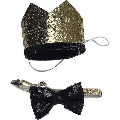 Lot de 2 chapeaux d'anniversaire pour chien avec nœud papillon (1/3)