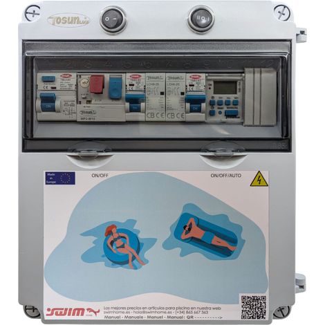 Cuadro Eléctrico Piscina Bomba 0.5CV Con Contactor Transformador 150W 12DC