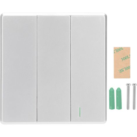 TDL-9987-3 Funkschalter, 3 Tasten, Wandmontage, silberfarben, Fernbedienung
