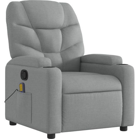 Poltrona relax TV funzione massaggio reclinabile 6 punti massaggio in tessuto grigio chiaro DEC026914
