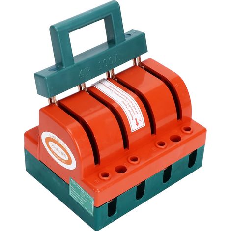 100A Disconnect Knife Switch, Terminal Connection 4P Single Throw Knife Safety Switch AC 380V Anti Shock Design Orange Frein électrique Couteau de Sécurité avec Base en Résine.