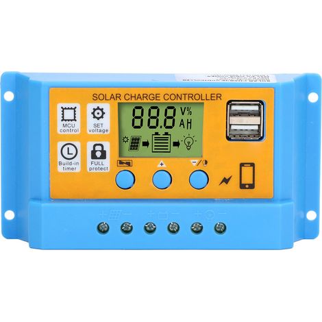 Régulateur de charge solaire intelligent 10A 12V 24V, affichage numérique LCD, contrôleur de panneau solaire 130W (12V) / 260W (24V) (1/5)