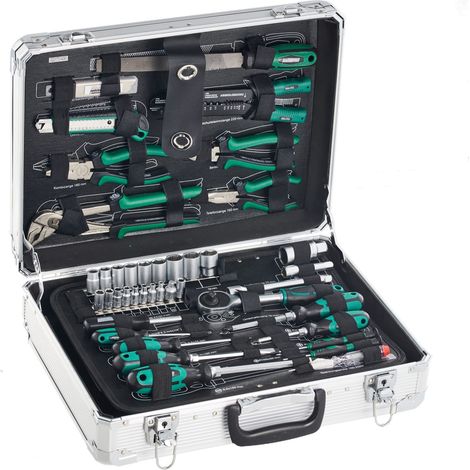 Mannesmann - M29075 – Valigetta degli attrezzi in alluminio, con attrezzi, 108 pz., 34 x 45 x 13 cm (1/4)