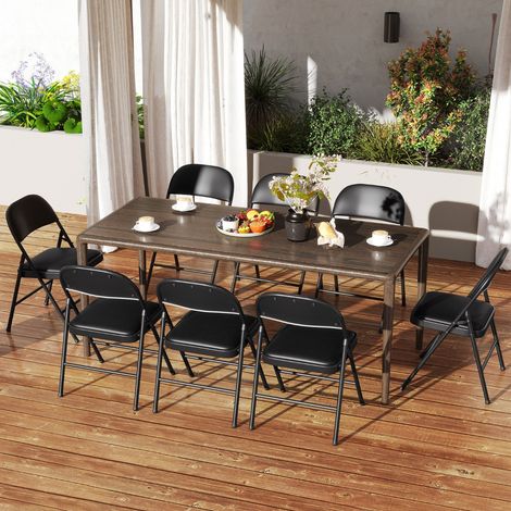 Chaises Pliantes Chaises de Fête Rembourrées avec Cadre en Métal Chaises Empilables en Cuir PVC Lot de 2 Noir (1/3)
