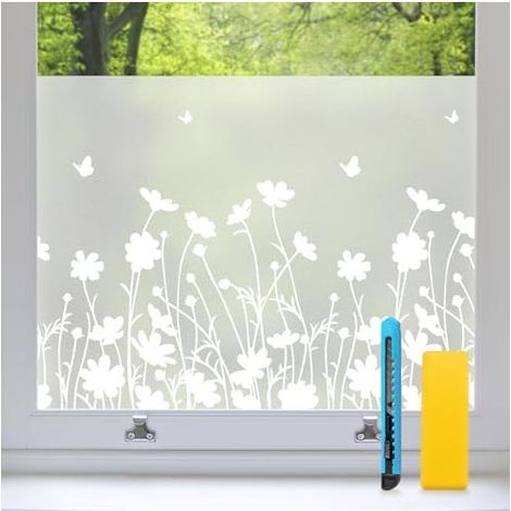 Film Fenêtre Sans Colle Antistatique, Motif Floral Givré, Intimité & Protection UV, Isolant Thermique, pour Chambre Salon Bureau Salle de Bain, 60x200 cm