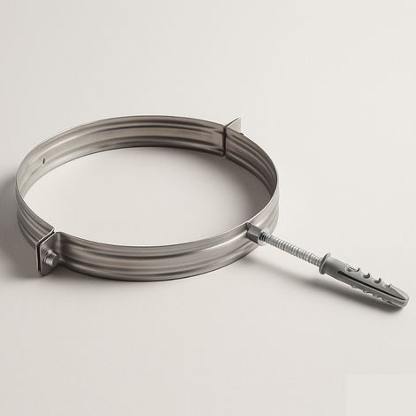 Collare nervato acciaio inox Ø 80 mm fissaggio canna fumaria confezione 2 pezzi (1/5)