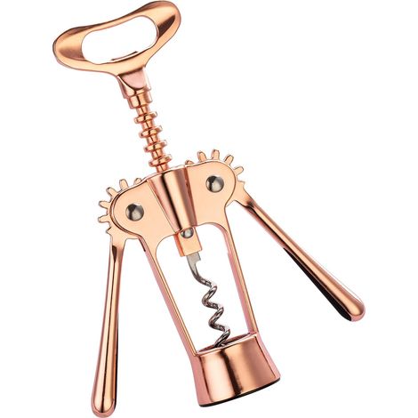 Tire-bouchon à ailettes Hanee (or rose) - Ouvre-bouteille - Ouvre-bouteille de vin et de bière avec coupe-capsule et sac, accessoires de cuisine pour le vin-AquaForge (1/5)