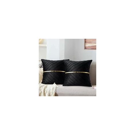 Le de 2Noir Housse de Coussin 45x45 cm Moderne Décoratif Dorés Canapé Taie d'oreiller Vintage Doux Fermeture éclair Cachée pour Chaise Salon Maison Chambre Ensemb (1/5)