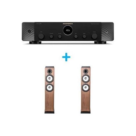 Amplificador Hi-Fi Marantz Estéreo 70 Negro + un par de altavoces columna Cabasse Jersey MT32/2 Edición especial Nogal