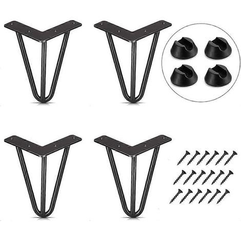 Quatre pieds en épingle à cheveux avec 20 vis, pieds de meubles à monter soi-même, adaptés aux tables et chaises, tailles 10-75 cm. (1/5)