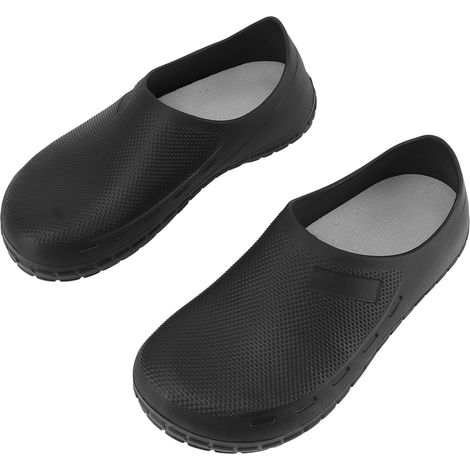 Chaussures antidérapantes en tissu maille, baskets de marche décontractées résistantes à l'usure pour femmes et hommes, noires, taille 42 (1/5)