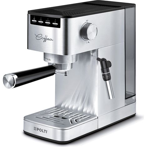 Cafetière italienne Polti Coffea P10S – Acier inoxydable – 15 bars – Réservoir 1,3L – Dosettes E.S.E. et café moulu