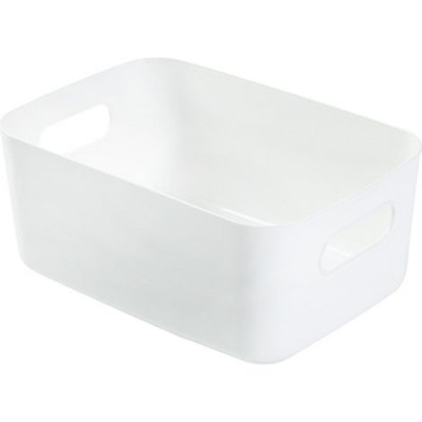 Panier de Rangement de Bureau en PP, Boîte de Stockage Cosmétique avec Poignée, Organisateur à Fournitures Blanc Moyen (1/2)