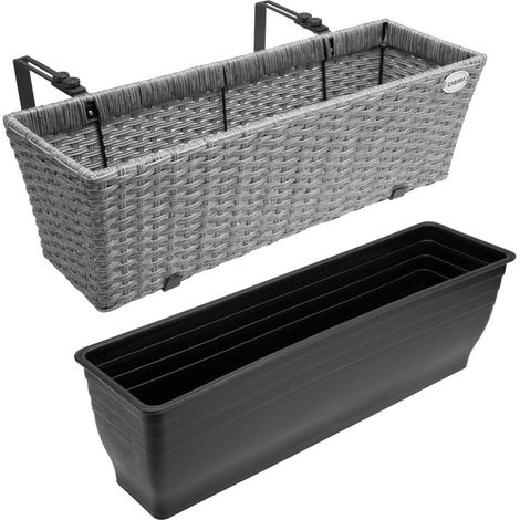 Grey poly rattan balcony planter set indooroutdoor use