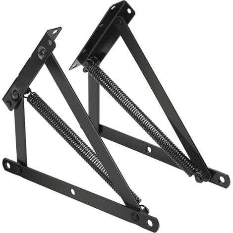 Charnières triangulaires à ressort noir, charnières à 50° pour coffre de lit, charnière de levage pour coffre de rangement central de table basse/canapé-lit, accessoire de lit (1/5)