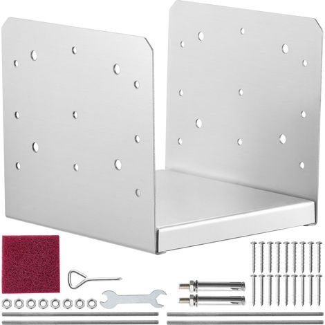 Support de poteau réglable 203,2 x 203,2 mm, 1 pièce, platine d'ancrage en acier inoxydable, fixation pour poteau intérieur 198 x 185, pour pavillon, terrasse, porche, main courante et garde-corps (1/5)