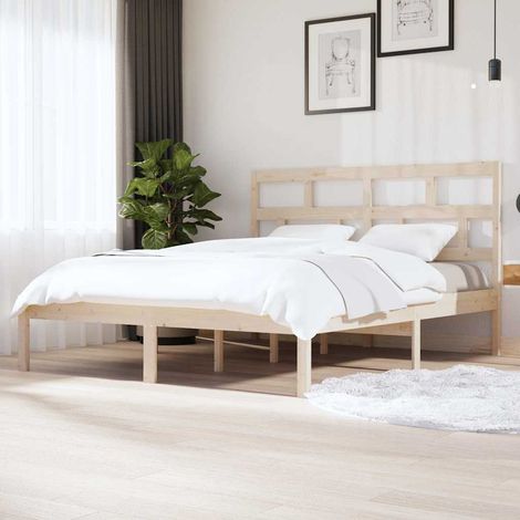 Estructura de cama de madera maciza de pino 160x200 cm (1/5)