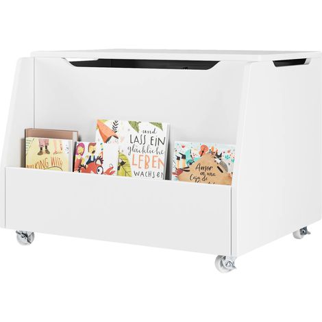 Caja de almacenamiento de juguetes, mesa de juegos multifuncional, diseño móvil, BLANCO (1/2)