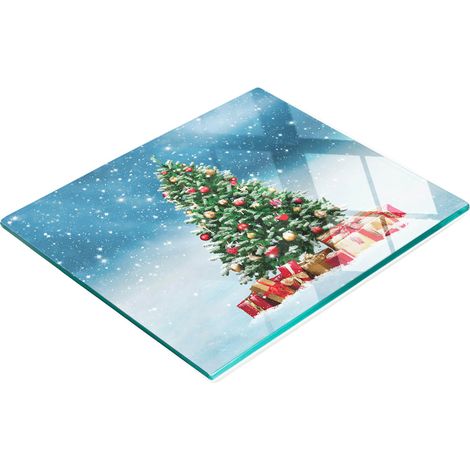 Dekoratives Küchenschneidebrett aus gehärtetem Glas, Weihnachtsbaum-Motiv, 60 x 52 cm (1/5)