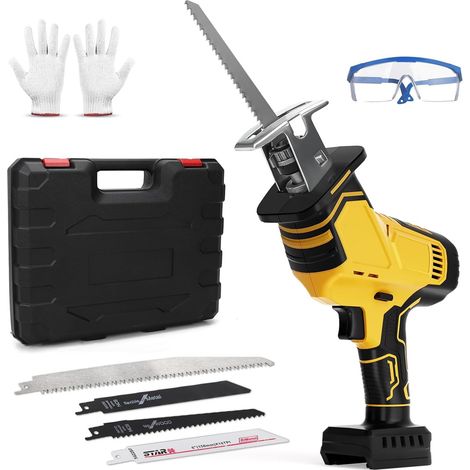 Akku-Reciprosäge für Dewalt 18V,20v Akku, Professional Säbelsäge mit 4 Sägeblättern, 2700RPM Elektrischer Säbelsägen mit stufenlosem Drehzahlschalter, Kann Metall, Holz(ohne Akku) (1/5)