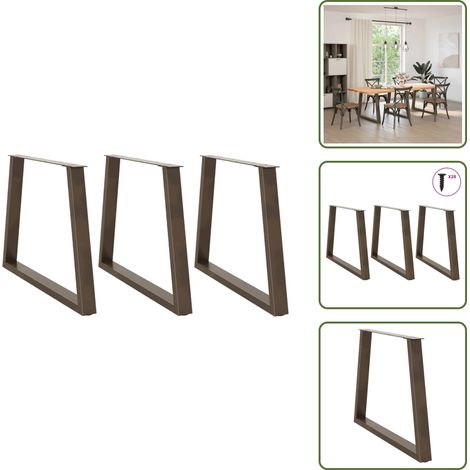 Esstisch Beine V-Form 3 Stück Naturstahl 90x(72-73,3) cm Stahl - Esstischbein - Esstischbeine - Tischbein - Möbeltischbein