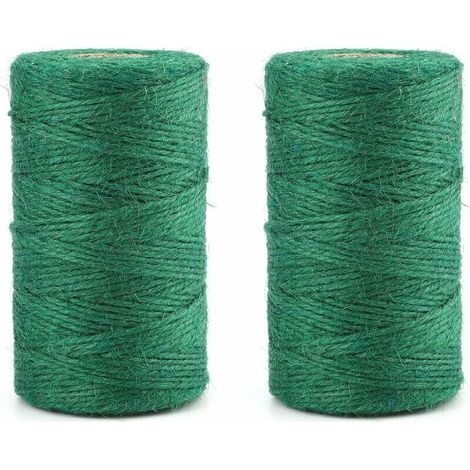 Lot de 2 ficelles de jardin de 100 m de ficelle de jute verte pour jardinage, fleuriste et regroupement