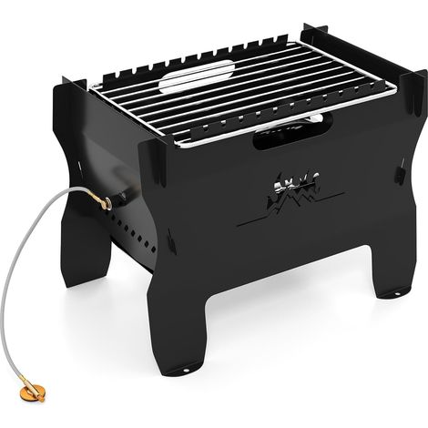 GOPLUS Barbecue Charbon de Bois Multifuel, 38 x 22 x 27 CM, Barbecue avec Grill Portable à Gaz, Charbon, Bois, Structure Résistant Température, Idéal sur Table, pour Pique-Nique, Camping en Plein Air (1/5)