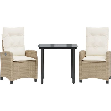 Maison Exclusive - 3-tlg. Garten-Essgruppe mit Kissen Beige Poly