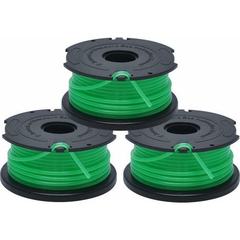 Ersatzspulen für Rasentrimmer, selbstabwickelnde Spule, 3 x 6 m Nylonfaden und widerstandsfähiger Faden, ⌀2 mm Faden Fontainebleau, 3er-Pack, Grün