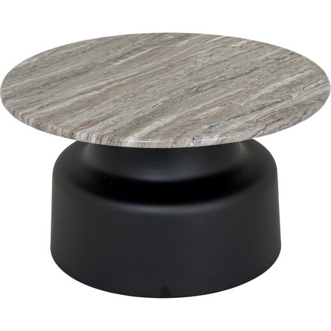 Oura Round Coffee Table - Metal - L72 x W72 x H40 cm - Black