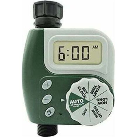 Temporizador de riego automático, controlador de sistema de riego por aspersión con pantalla LED para balcón, patio, jardín, granja, césped, flores. (1/4)