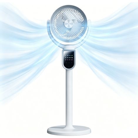 Mini Ventilateur - Ventilateur sur pied silencieux - 4800mAh - 4 Vitesses - 3 Hauteurs - Télécommande - Minuterie - Ventilateur portable grand angle (1/5)