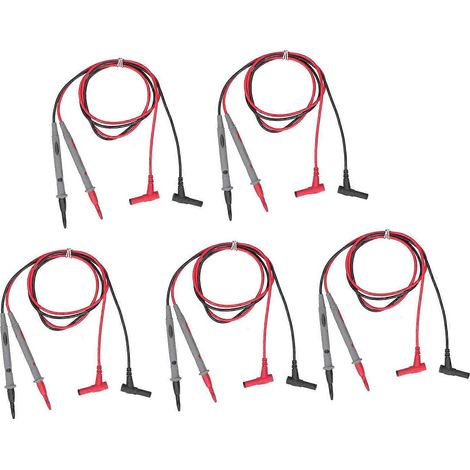 Lot de 5 cordons de test pour multimètre HC136-T 1000 V 20 A, cordons de test universels numériques plaqués or pour voltmètre.