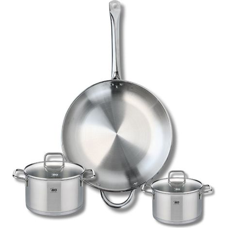 Ensemble de 1 Poêle de cuisson 32 cm et 2 faitouts 14 et 16 cm Elo Profi Citrin (1/5)
