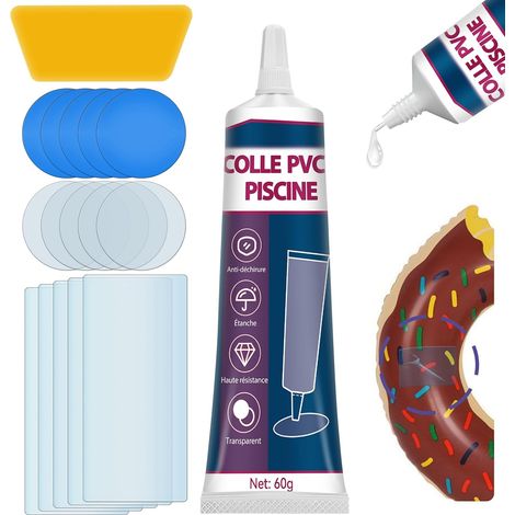 Kit Réparation Piscine, Kit Réparation Spa Gonflable, Kits Entretien Spa Étanche et Transparent, pour Matelas Pneumatiques, Structures Gonflables, Matériaux en EVA (60g) (1/5)
