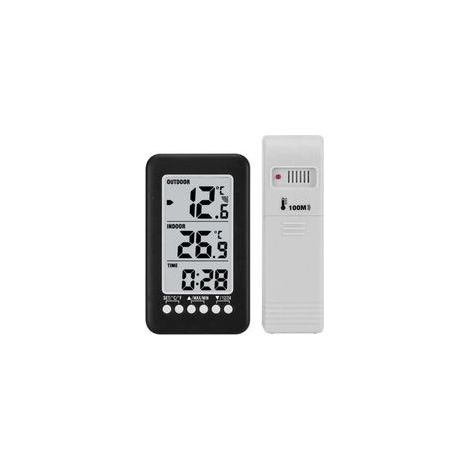 Estación meteorológica inalámbrica, reloj LCD para temperatura interior y exterior, termómetro de transmisión inalámbrica, con transmisor portátil.