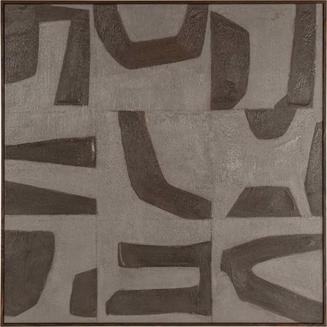 Tableau mural abstrait formes sable zenith toile structurée - sable texturé nuances brunes (1/5)