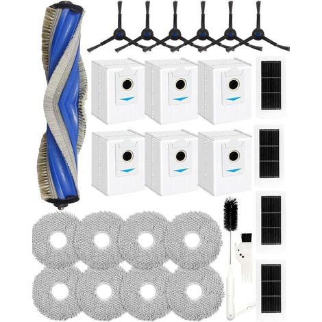 27-piece accessory set for ECOVACS DEEBOT X5 OMNI and X5 PRO OMNI robot vacuum cleaners. Replacement parts: 1 main brush, 6 side brushes, 4 HEPA filters, 6 vacuum bags, 8 cleaning pads. (1/4)