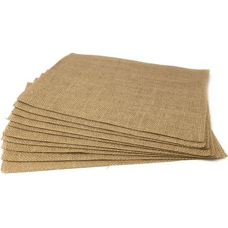 Lot de 10 sets de table en lin naturel - Vintage rustique - Rectangulaires - Lin - Pour mariage - En jute - Lavables - Pour fête, cuisine - 21 x 29 cm'Parent'-'21×29cm