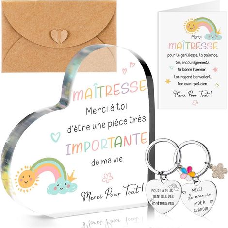 Geschenkset für Lehrerin: Acrylornament, Schlüsselanhänger, Karte & Umschlag (1/5)