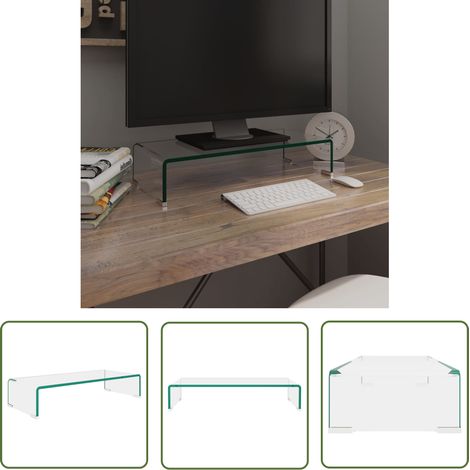 The Living Store Meuble TV/pour moniteur 60x25x11 cm verre transparent - Support Tv - Meuble Tv - Stand Tv - Écran Plat - Rangement Media (1/5)